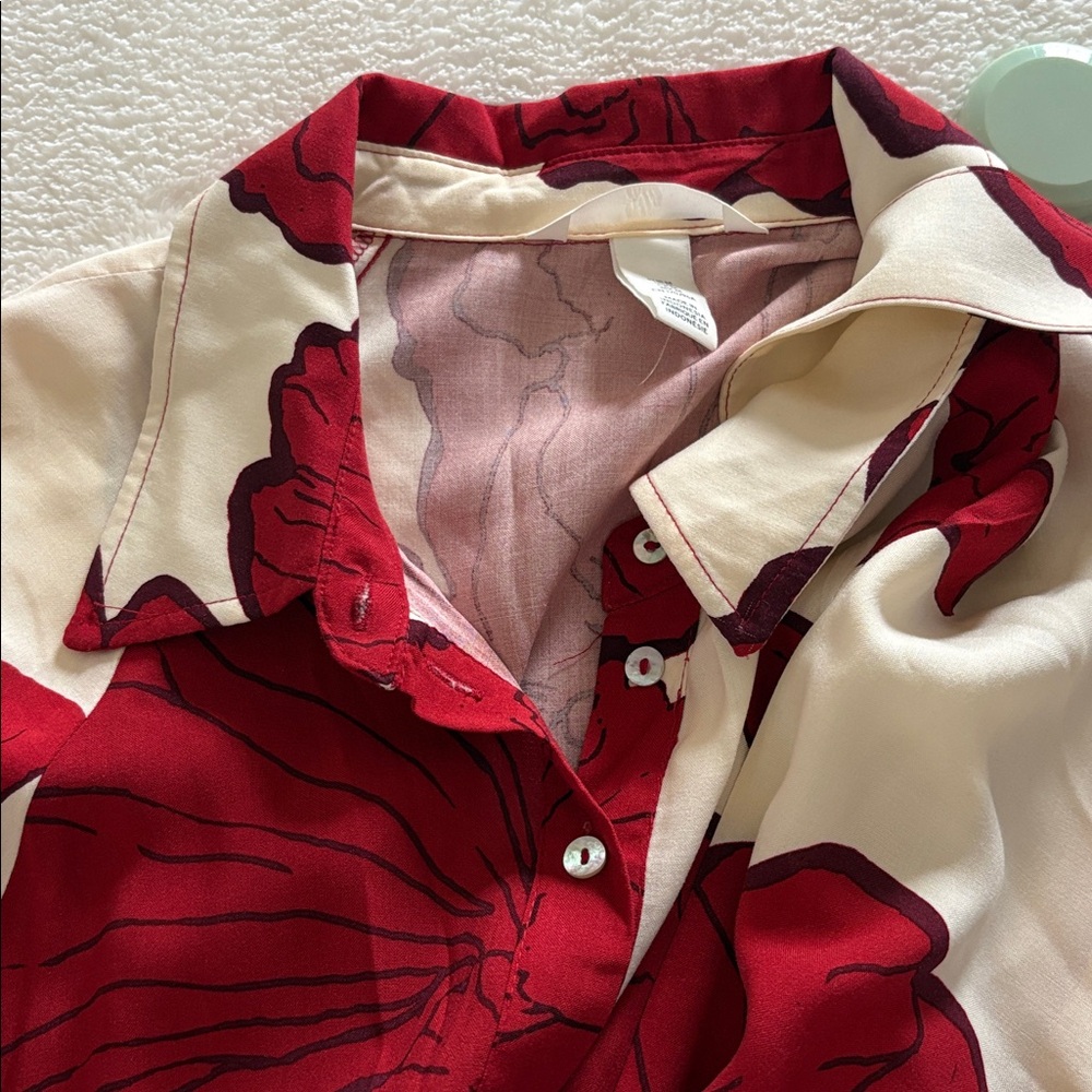 H&M Monochrome Floral Button Front Maxi Dress